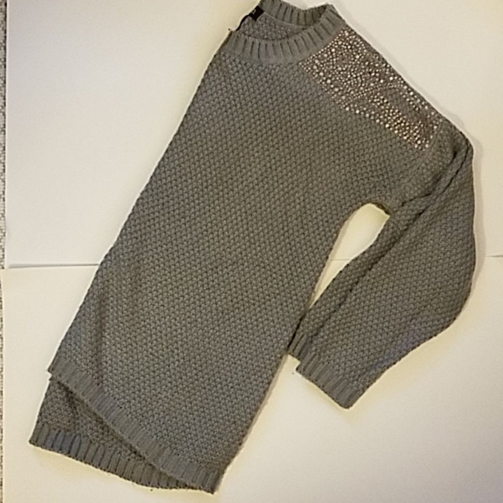 Slate Blue Sweater with Rhinestone Shoulders M